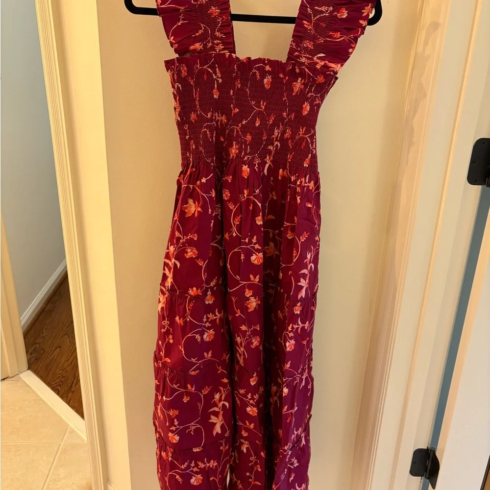 New Hill House Ellie Nap Dress in Burgundy Botanical - Picture 4 of 4